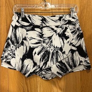 Aqua Black and White Floral Skort
